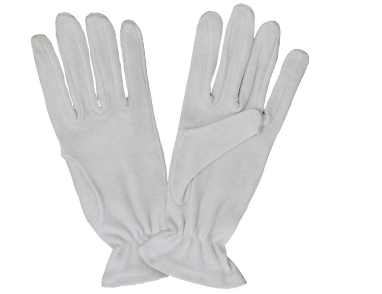 Interlock Gloves, Bleached, Fourchette, Round Elas