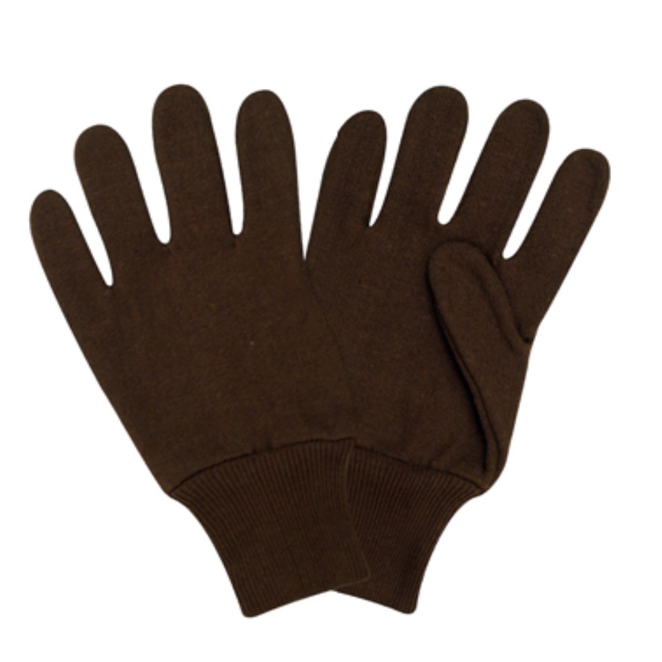 2 Piece Brown/Jersey Gloves With Knit Wrist