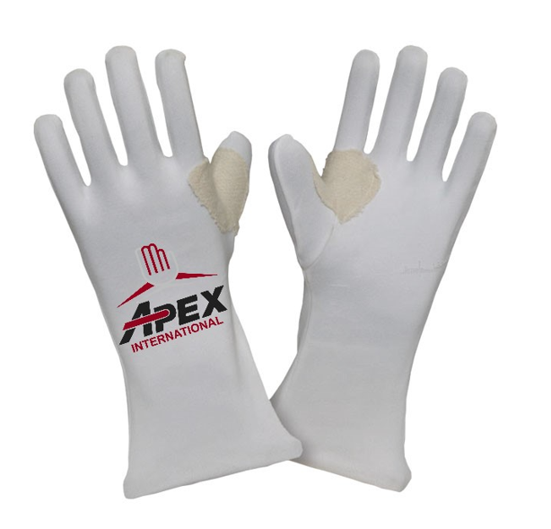  White Polyester Liners Gloves Reinforced Patch
